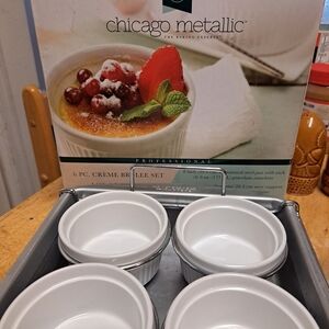 Chic Metallic White Crème Brûlée Set